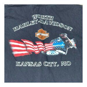 Harley-Davidson Kansas City MO Graphic Tee American Flag Bar Shield logo Biker L